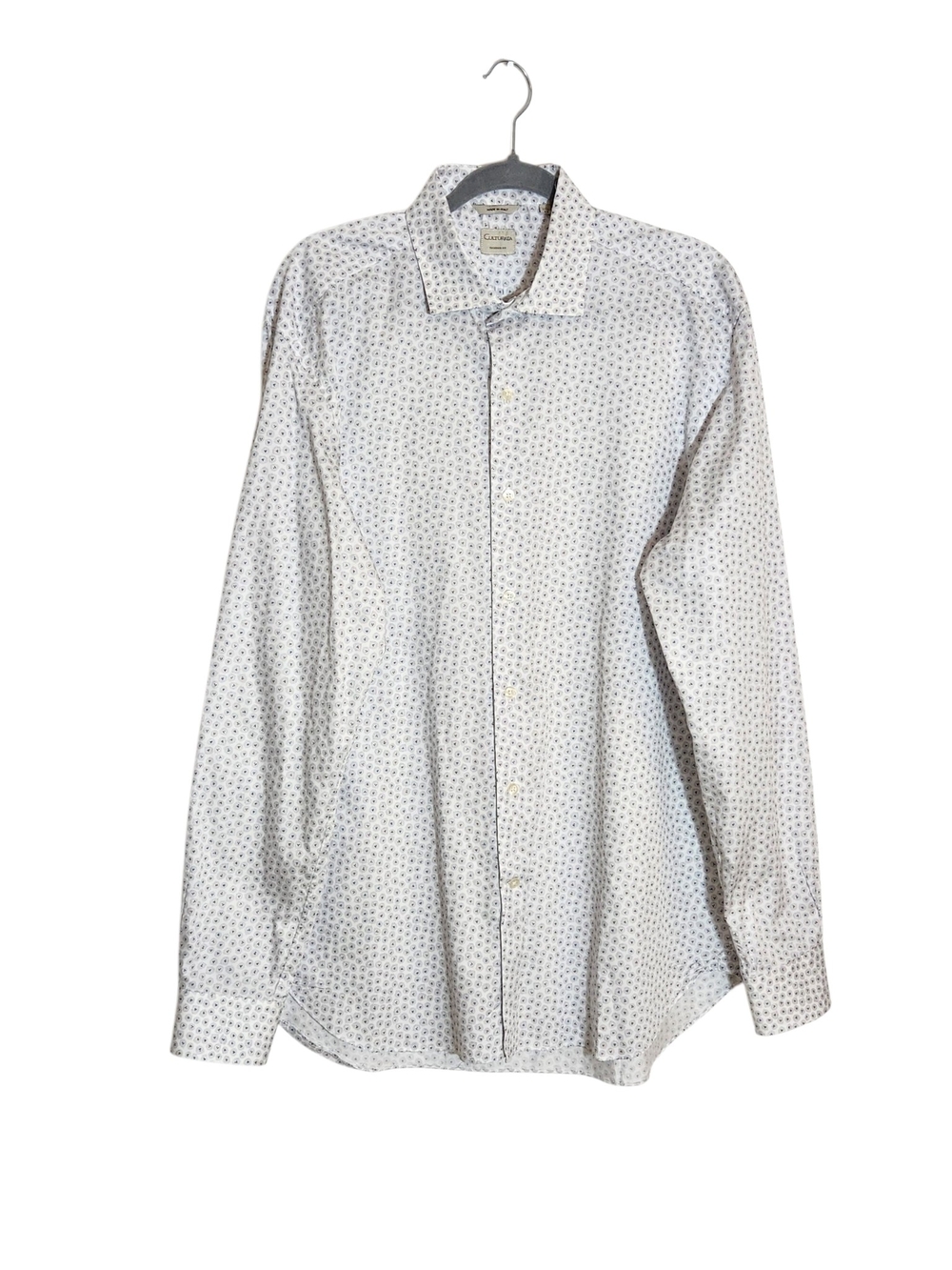 Culturata Mens White and Gray Dot Print Dress Shirt Size XL 17.5/44